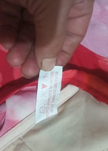 Kırmızı Drapeli 44 beden Kadın Mayo - Görsel 6