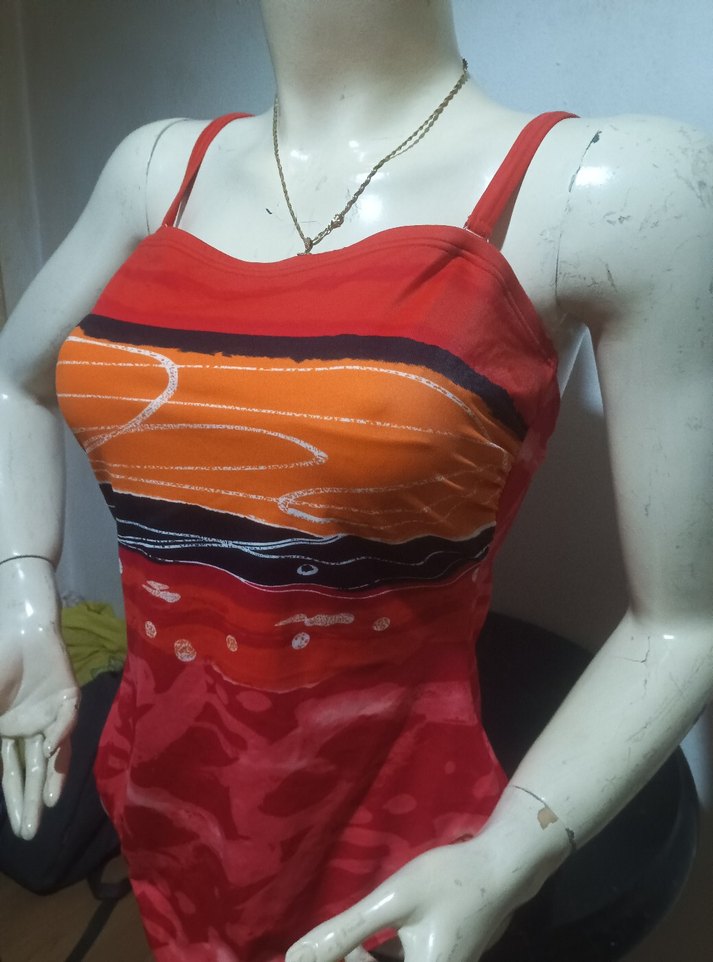 Kırmızı Drapeli 44 beden Kadın Mayo - Görsel 2