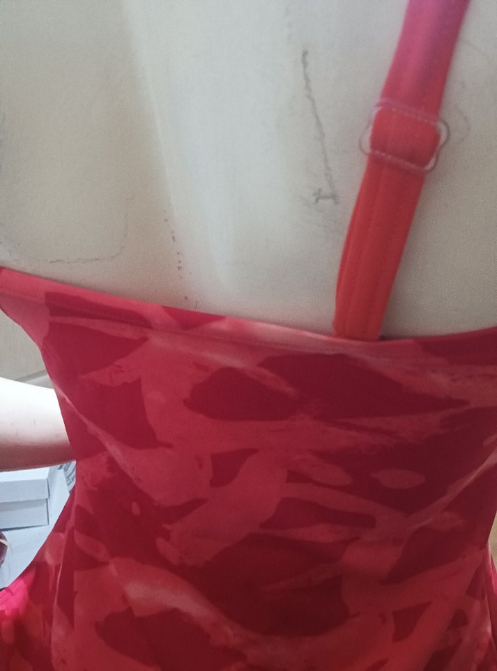 Kırmızı Drapeli 44 beden Kadın Mayo - Görsel 3