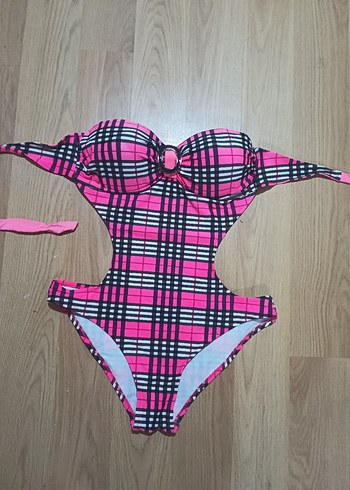 Kom 42 beden Pembe Mini Straplez Bağlamalı Mayo - Görsel 8