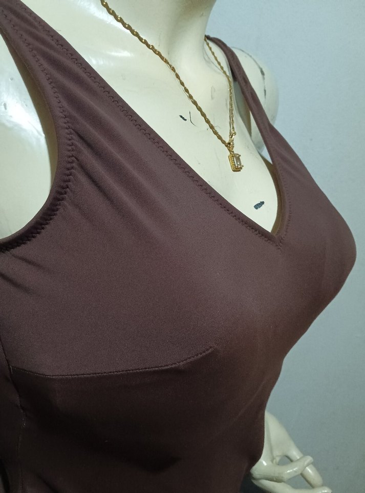 Kom Kadın Kahverengi V Yakalı mayo - Görsel 3