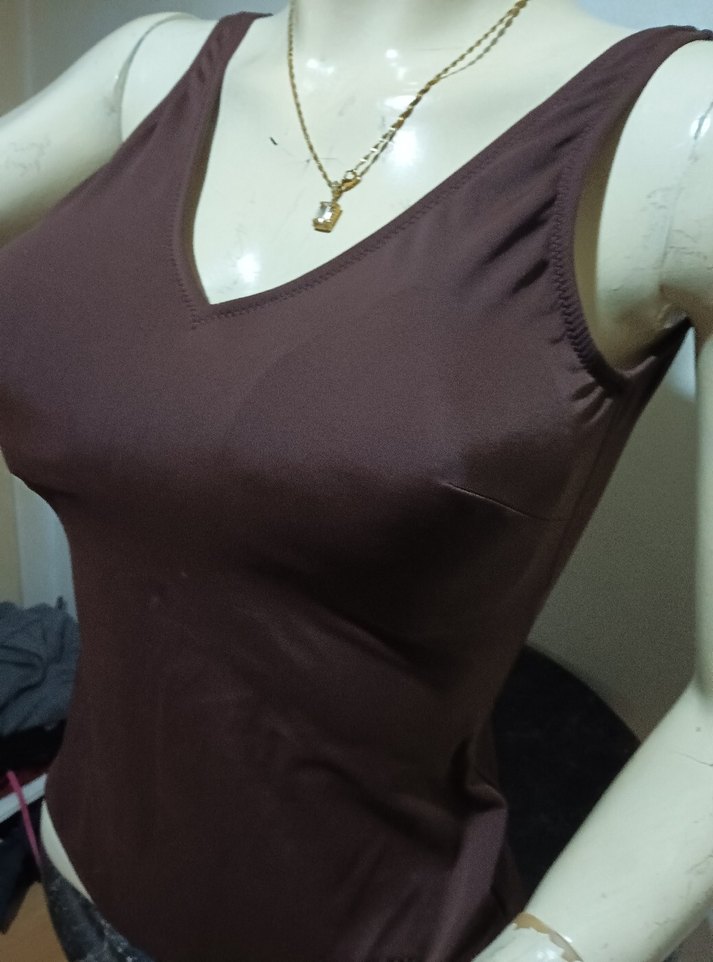 Kom Kadın Kahverengi V Yakalı mayo - Görsel 2