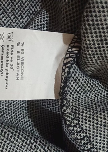 NESSİA XL Gri Midi Triko Elbise Siyah Yaka - Görsel 7