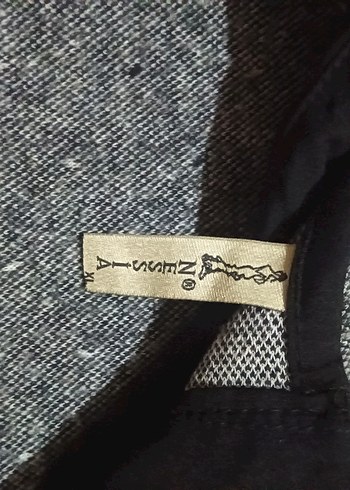 NESSİA XL Gri Midi Triko Elbise Siyah Yaka - Görsel 8