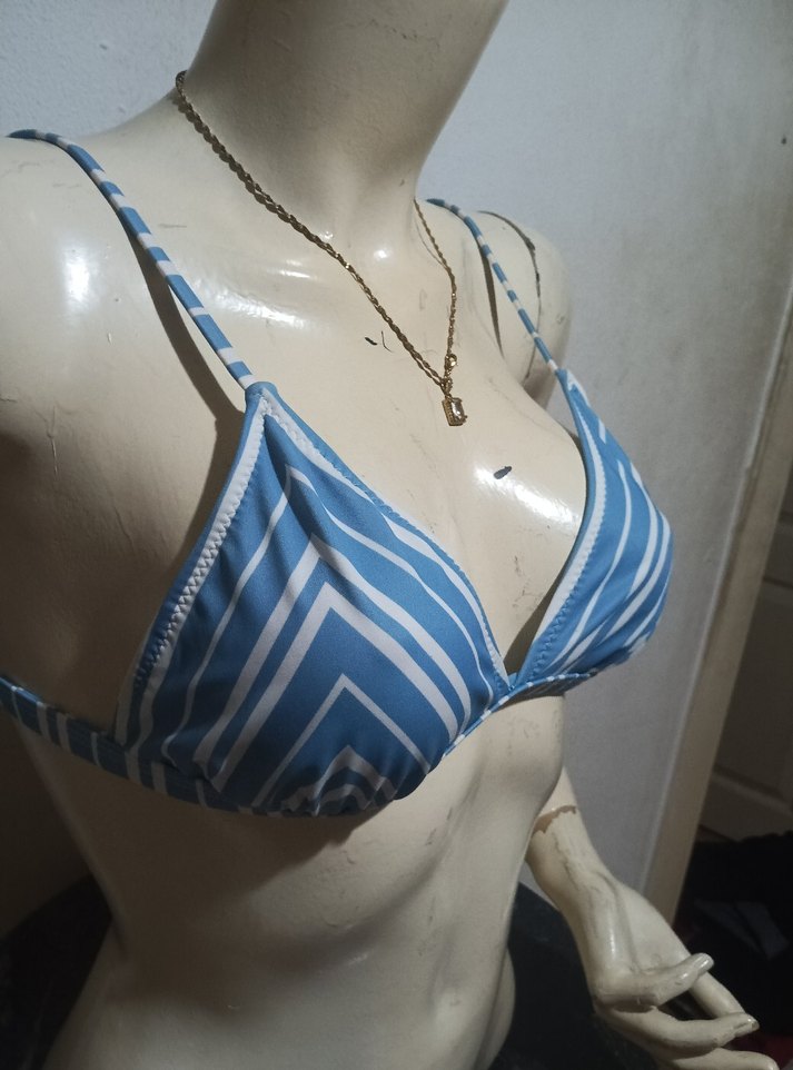 Kom Mavi İnce Askılı Bikini Üstü S/M - Görsel 3