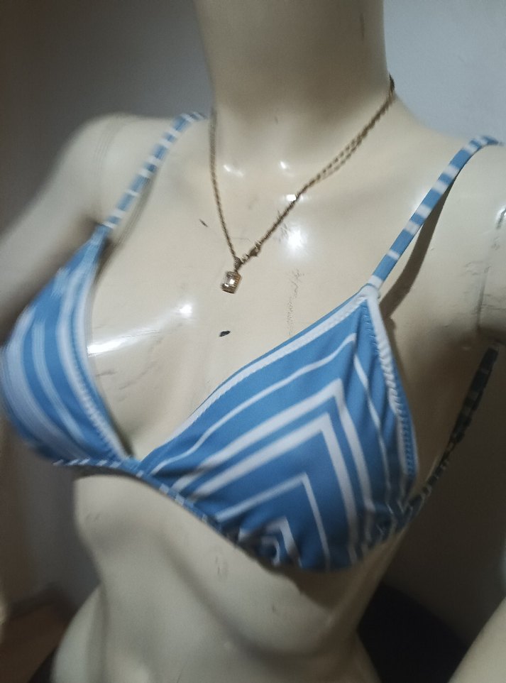 Kom Mavi İnce Askılı Bikini Üstü S/M - Görsel 2