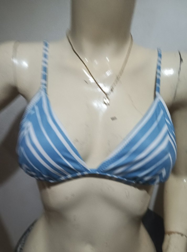 Kom Mavi İnce Askılı Bikini Üstü S/M - Görsel 4