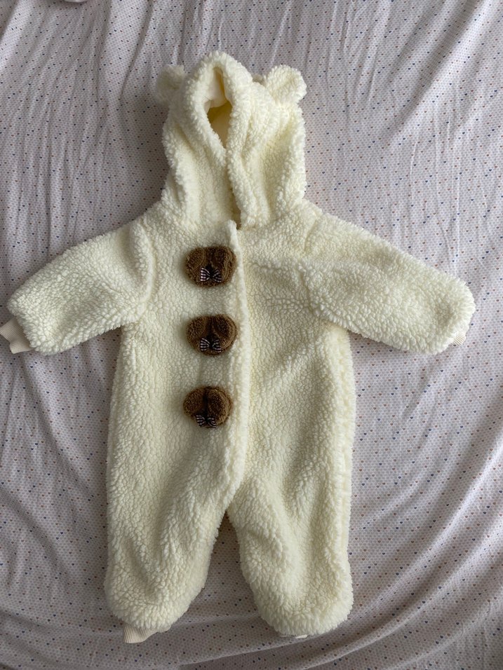 Beyaz Peluş Bebek Tulumu - Görsel 3