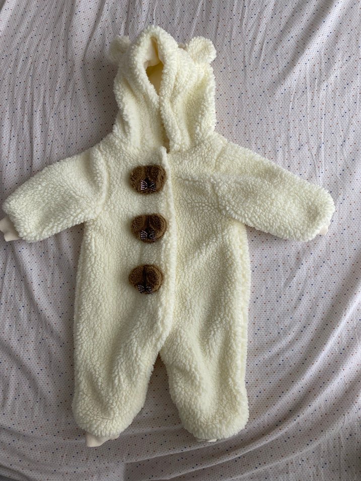 Beyaz Peluş Bebek Tulumu - Görsel 2