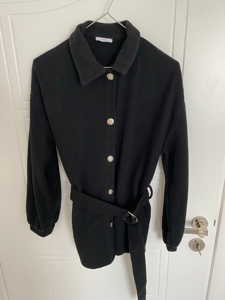 Düğmeli Siyah kadın gömlek - Görsel 2