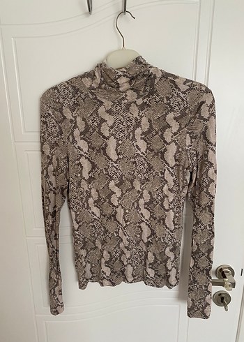 Kadın Yılan Desenli Uzun Kollu Boğazlı Bluz - Görsel 5