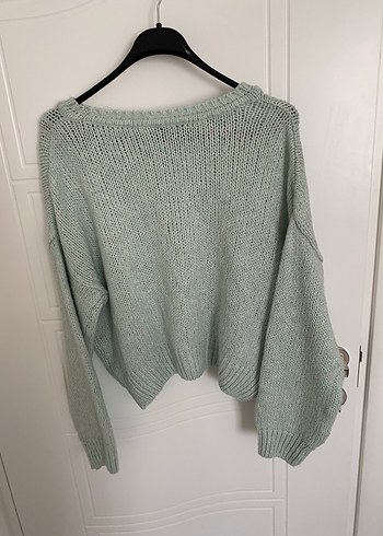 Mine yeşili Örgü Kadın  Kazak - Görsel 3