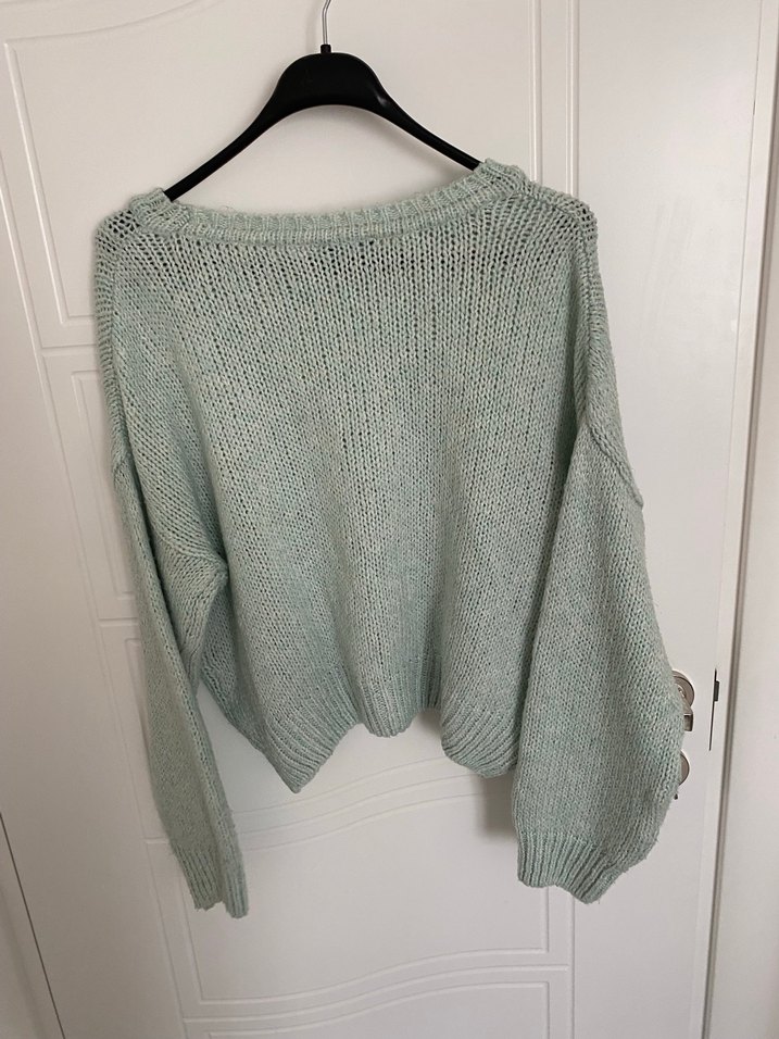 Mine yeşili Örgü Kadın  Kazak - Görsel 3