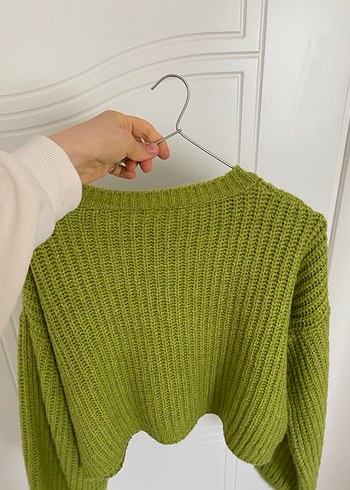 Yeşil Örgü  crop Kadın Kazak - Görsel 2