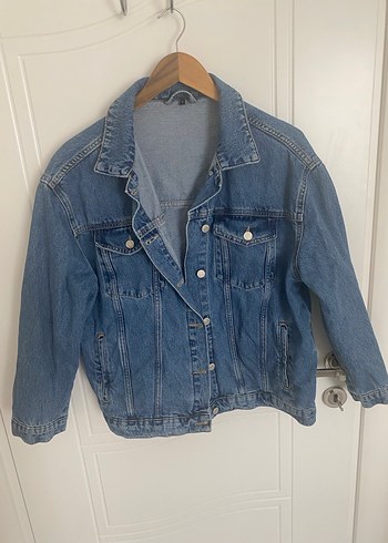 Düğmeli Mavi Kadın Denim Ceket - Görsel 2