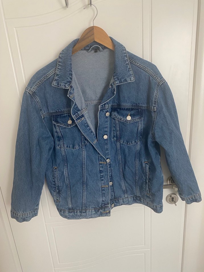 Düğmeli Mavi Kadın Denim Ceket - Görsel 2