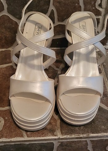 Beyaz Platform Topuklu Kadın Abiye Ayakkabı - Görsel 2