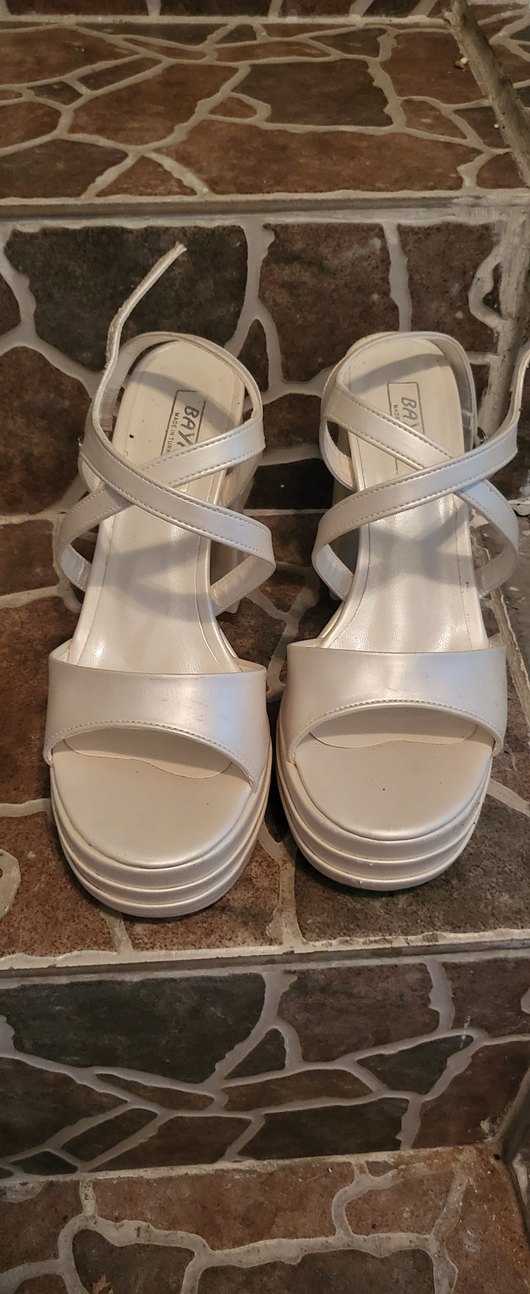 Beyaz Platform Topuklu Kadın Abiye Ayakkabı - Görsel 2