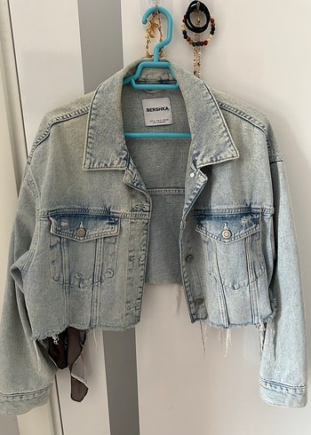 Gri Kadın Denim Ceket, Düğmeli, Salaş Kesim