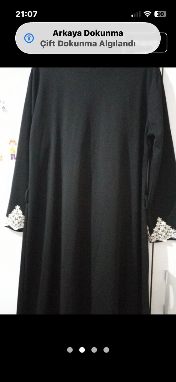 Nakış Detaylı Siyah Uzun Kollu Elbise - Görsel 2