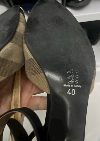 Kadın Bej Kareli Topuklu Ayakkabı - Görsel 2