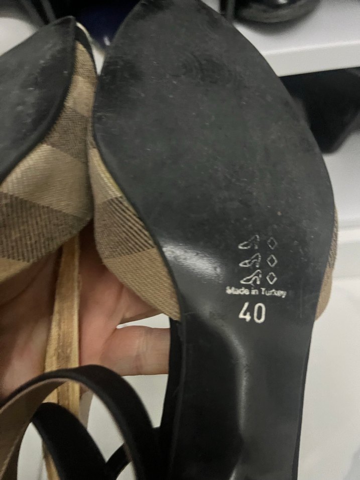 Kadın Bej Kareli Topuklu Ayakkabı - Görsel 2