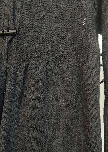 Gri  füme Uzun Triko Kadın Hırka - Görsel 4
