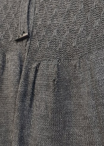 Gri  füme Uzun Triko Kadın Hırka - Görsel 5