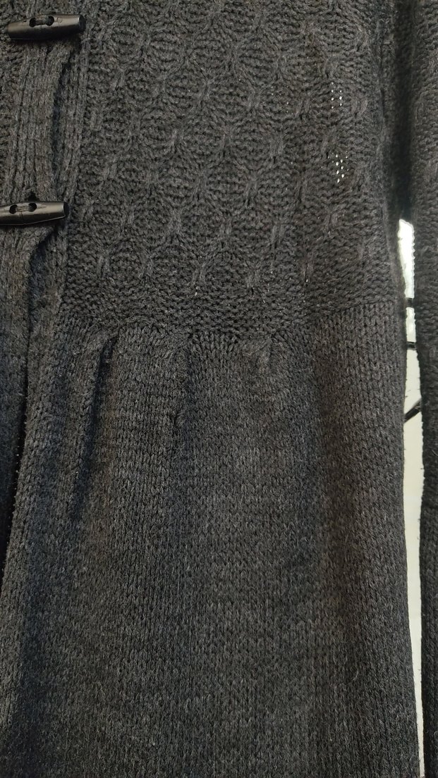 Gri  füme Uzun Triko Kadın Hırka - Görsel 4