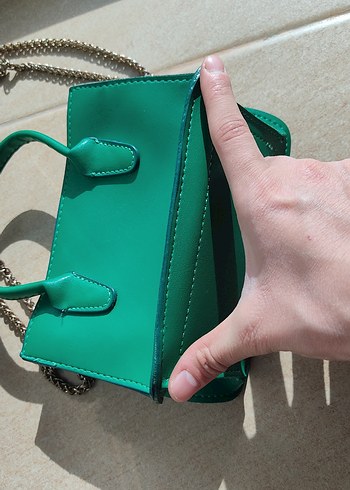 Yeşil Deri Zincir Detaylı Kadın Çanta - Görsel 5