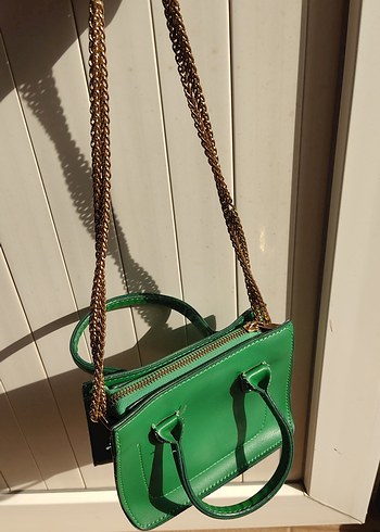 Yeşil Deri Zincir Detaylı Kadın Çanta - Görsel 2