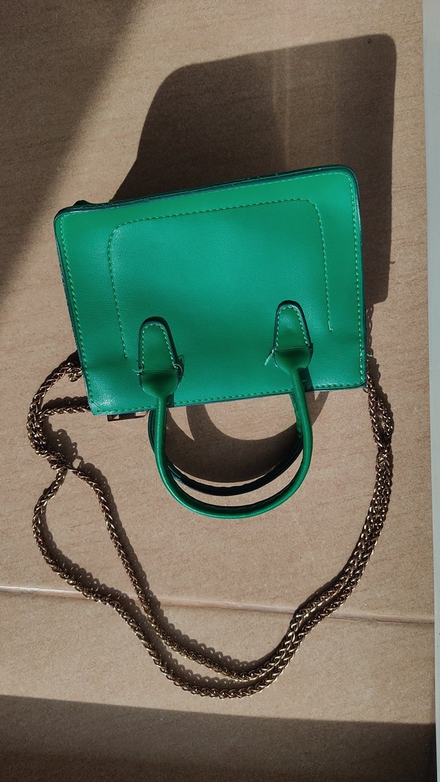 Yeşil Deri Zincir Detaylı Kadın Çanta - Görsel 4
