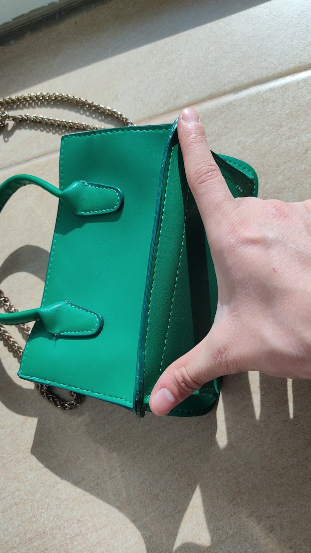 Yeşil Deri Zincir Detaylı Kadın Çanta - Görsel 5