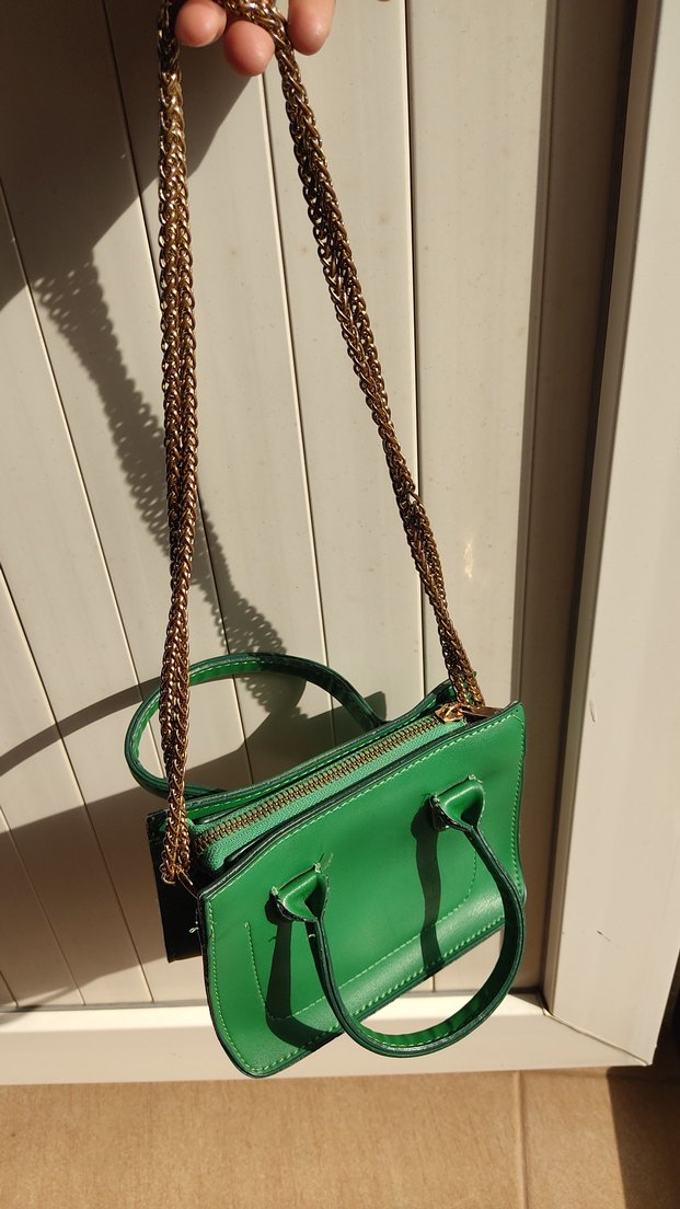 Yeşil Deri Zincir Detaylı Kadın Çanta - Görsel 2