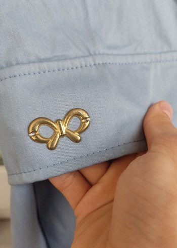 Kadın Mavi Kolsuz Uzun Trençkot - Görsel 5