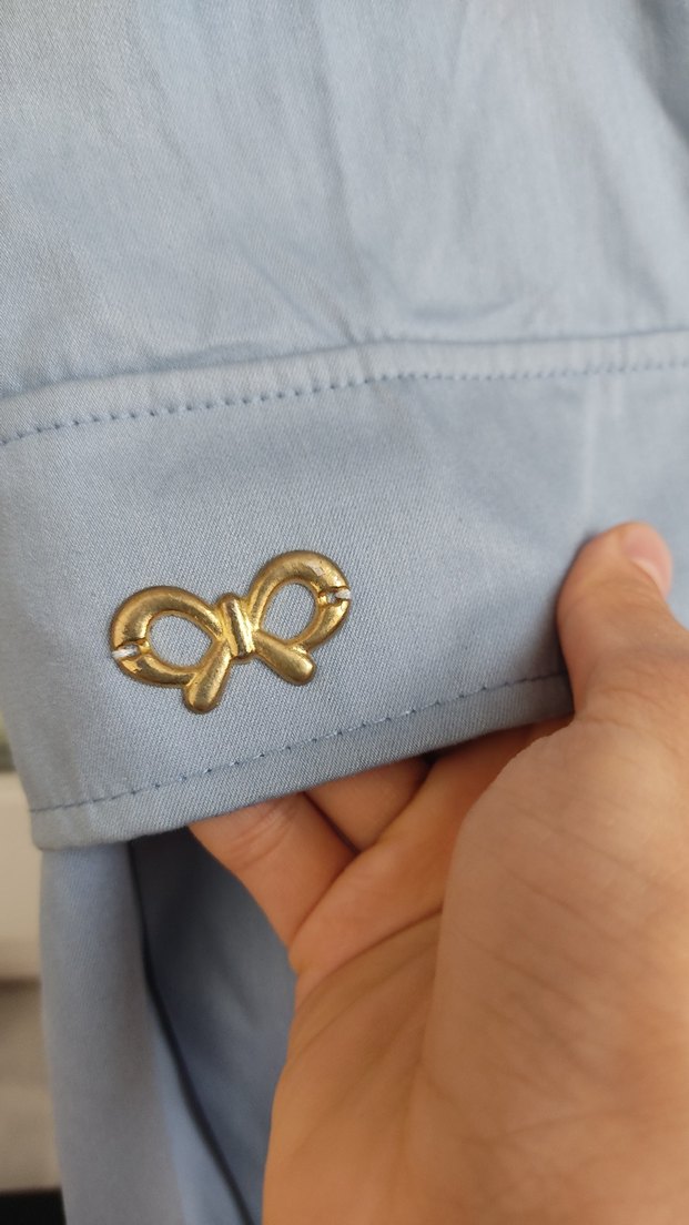 Kadın Mavi Kolsuz Uzun Trençkot - Görsel 5