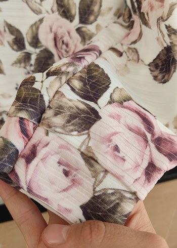 çiçekli fermuarlı ceket hırka - Görsel 5