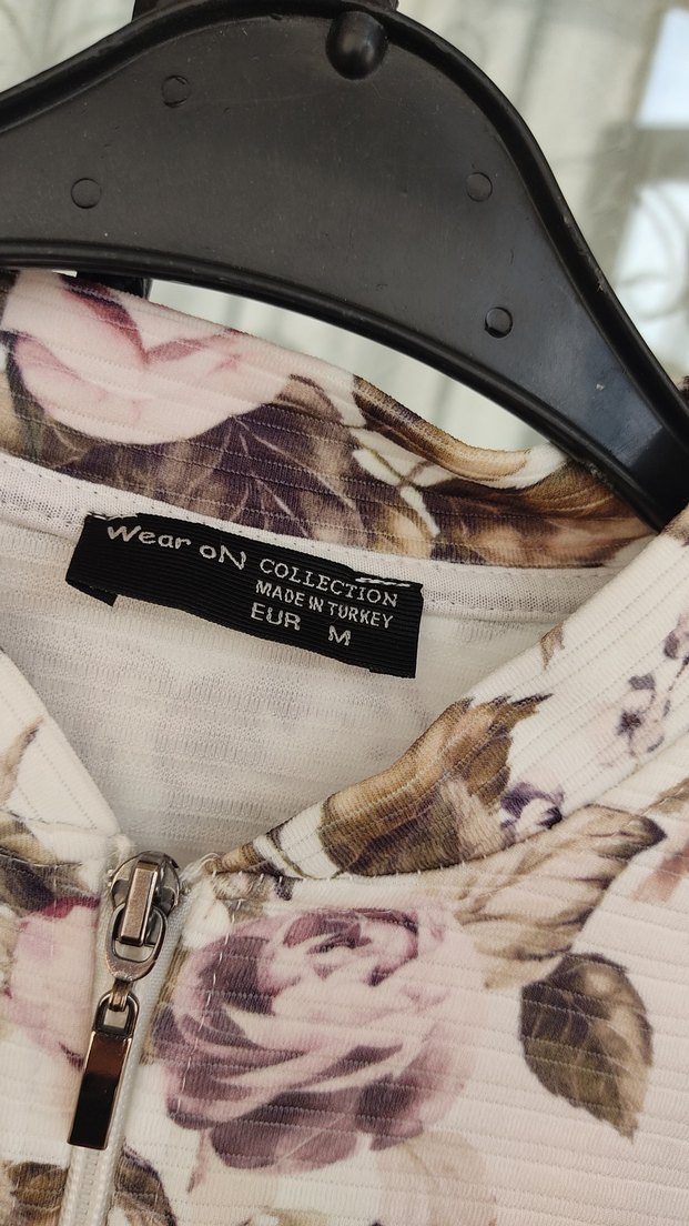 çiçekli fermuarlı ceket hırka - Görsel 3