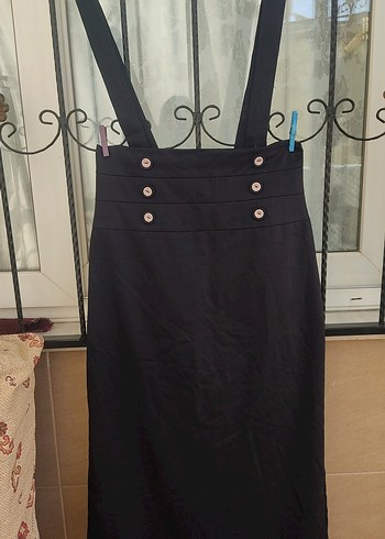 Düğmeli Siyah Uzun jile etek - Görsel 6