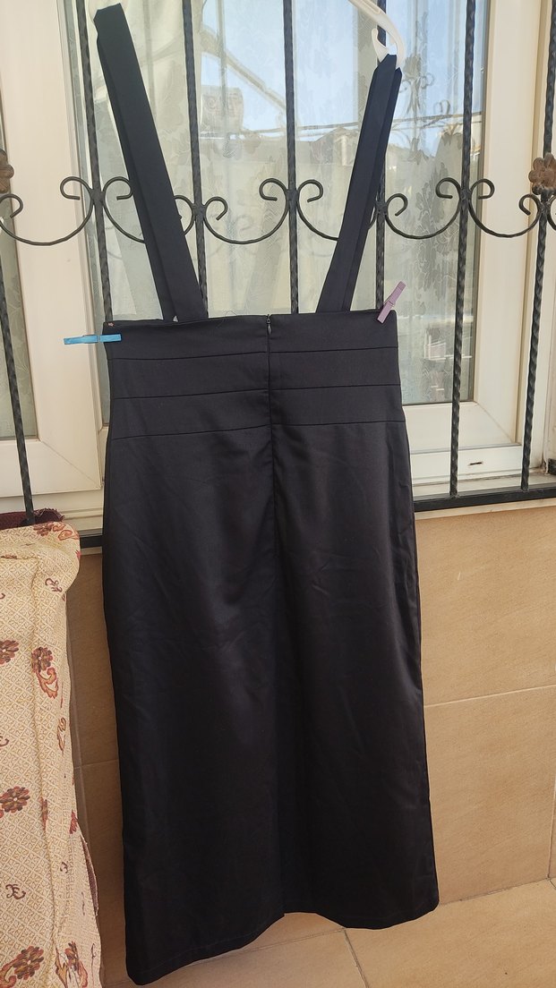 Düğmeli Siyah Uzun jile etek - Görsel 2