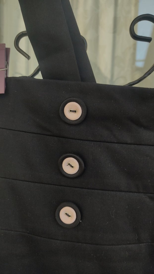 Düğmeli Siyah Uzun jile etek - Görsel 5