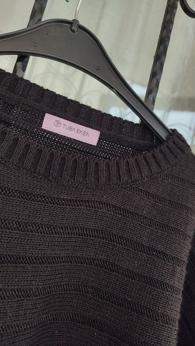 Siyah Triko Kadın Kazak, Salaş ve Rahat - Görsel 3