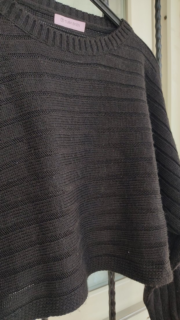 Siyah Triko Kadın Kazak, Salaş ve Rahat - Görsel 4