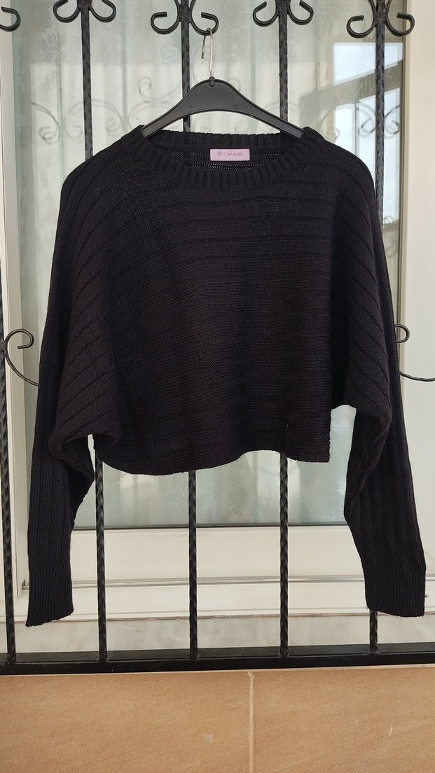 Siyah Triko Kadın Kazak, Salaş ve Rahat - Görsel 2