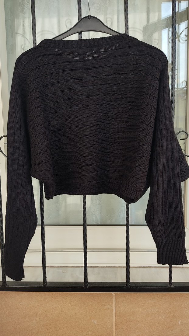 Siyah Triko Kadın Kazak, Salaş ve Rahat - Görsel 5