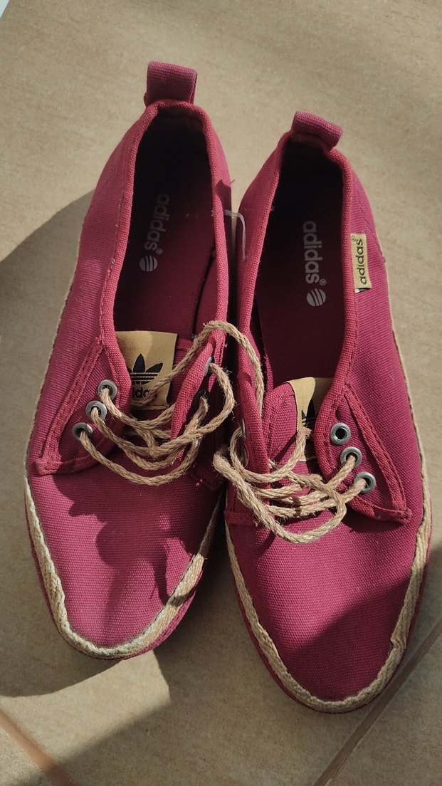 adidas bordo vintage hasır bağcık babet - Görsel 3