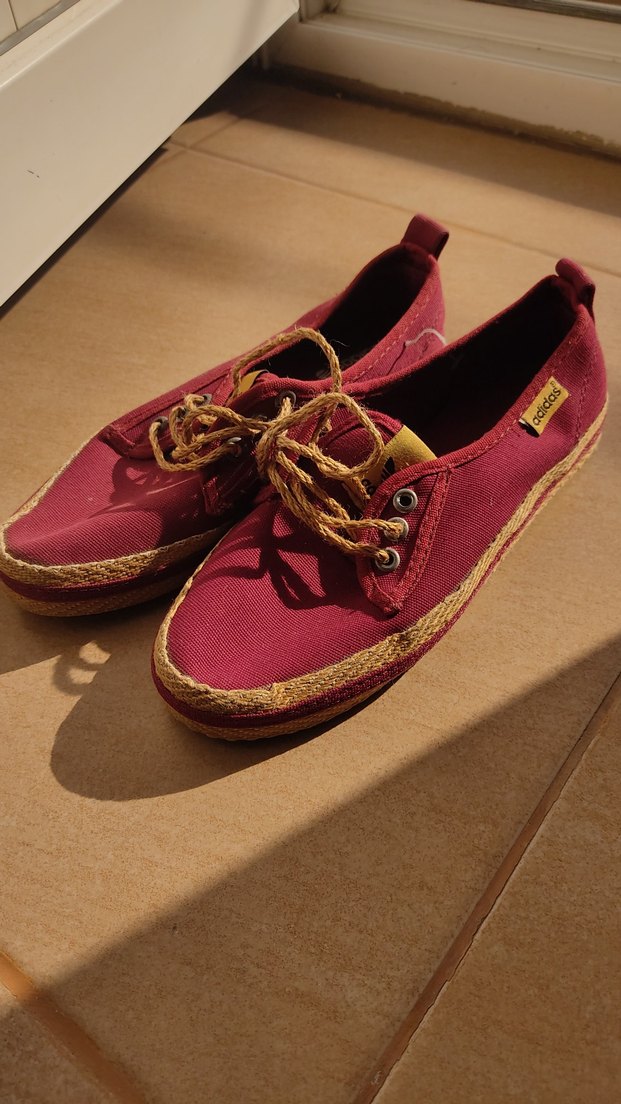 adidas bordo vintage hasır bağcık babet - Görsel 2