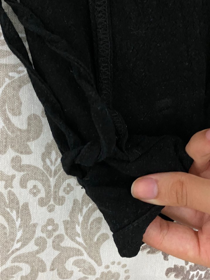 Siyah Mini Yan Bağlama Detaylı Etek - Görsel 2