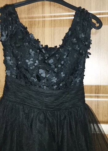 Taç ZARA Uzun Siyah Gotik Kadın Abiye Elbise