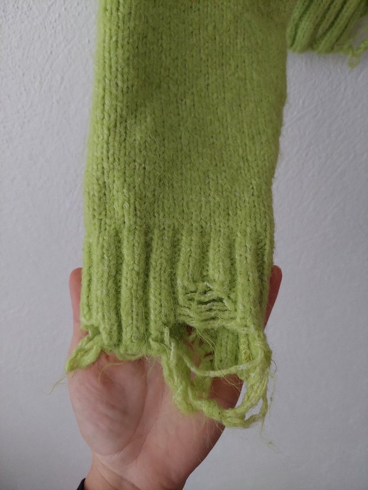 Bohem Tarzı Yeşil Örgü Kadın Kazak - Görsel 2